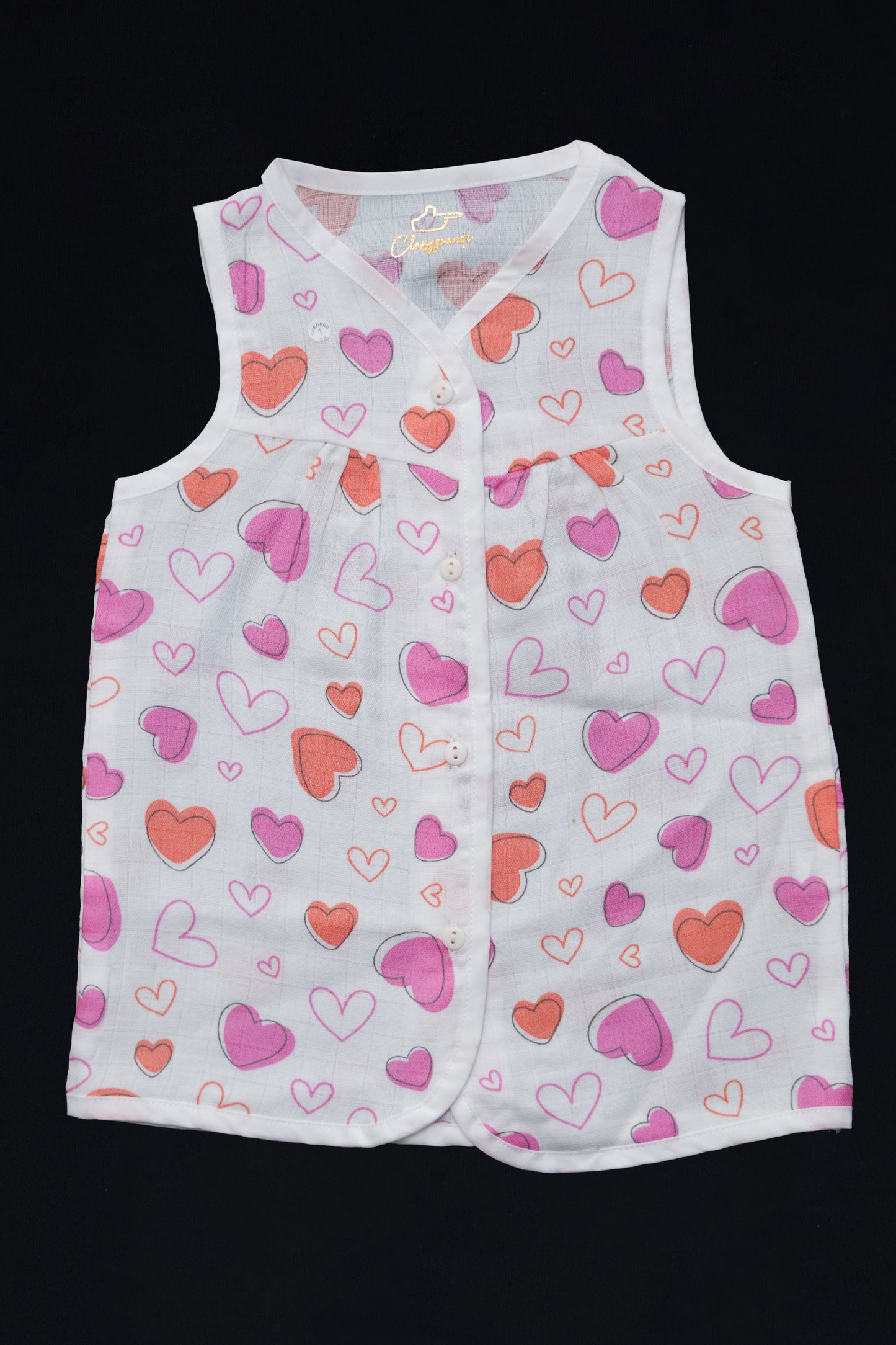 (3 Pc) Muslin Frock Front Open