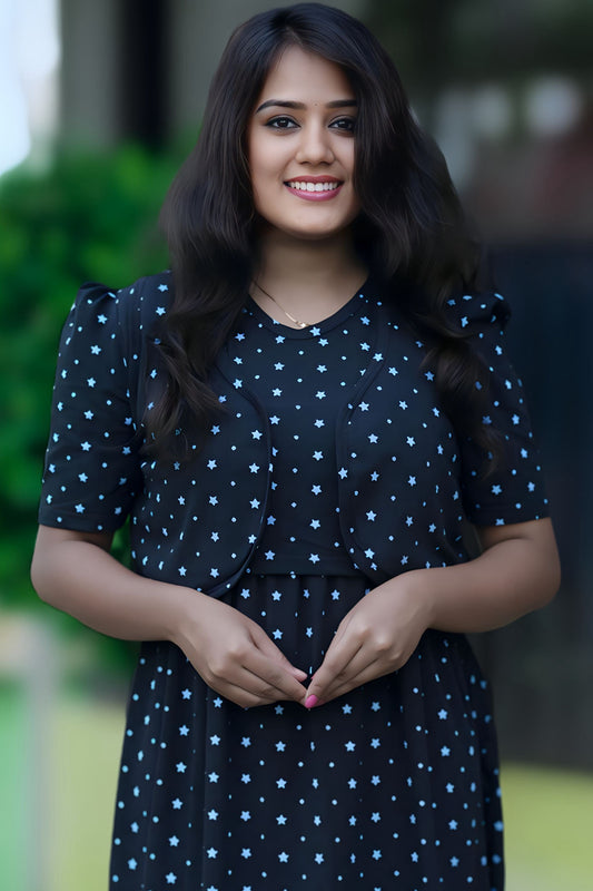 MATERNITY REMOVABLE COAT (Premium Black with Bluora Star)