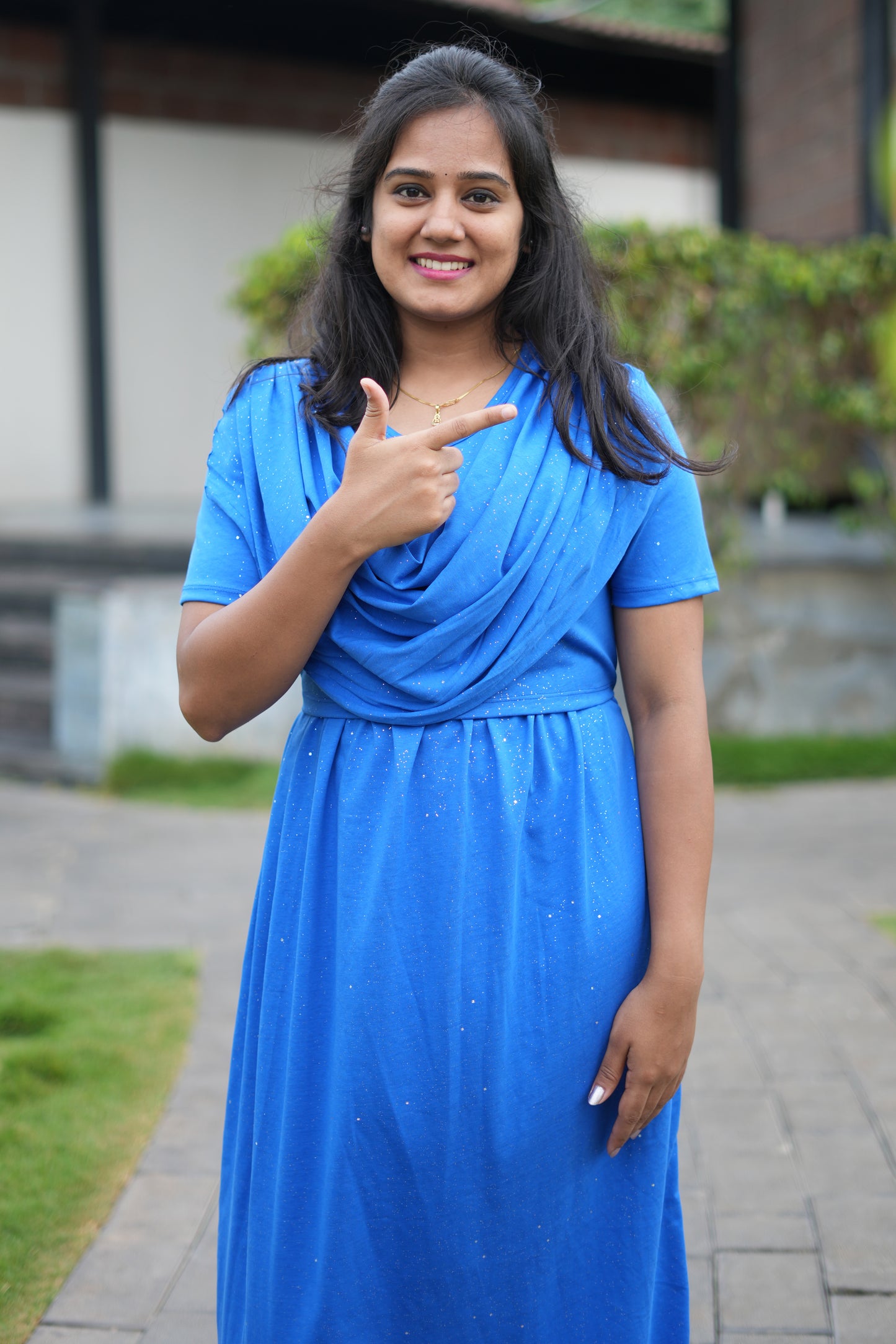 Dupatta Zipless Maternity with Dark Sky Blue Glitter