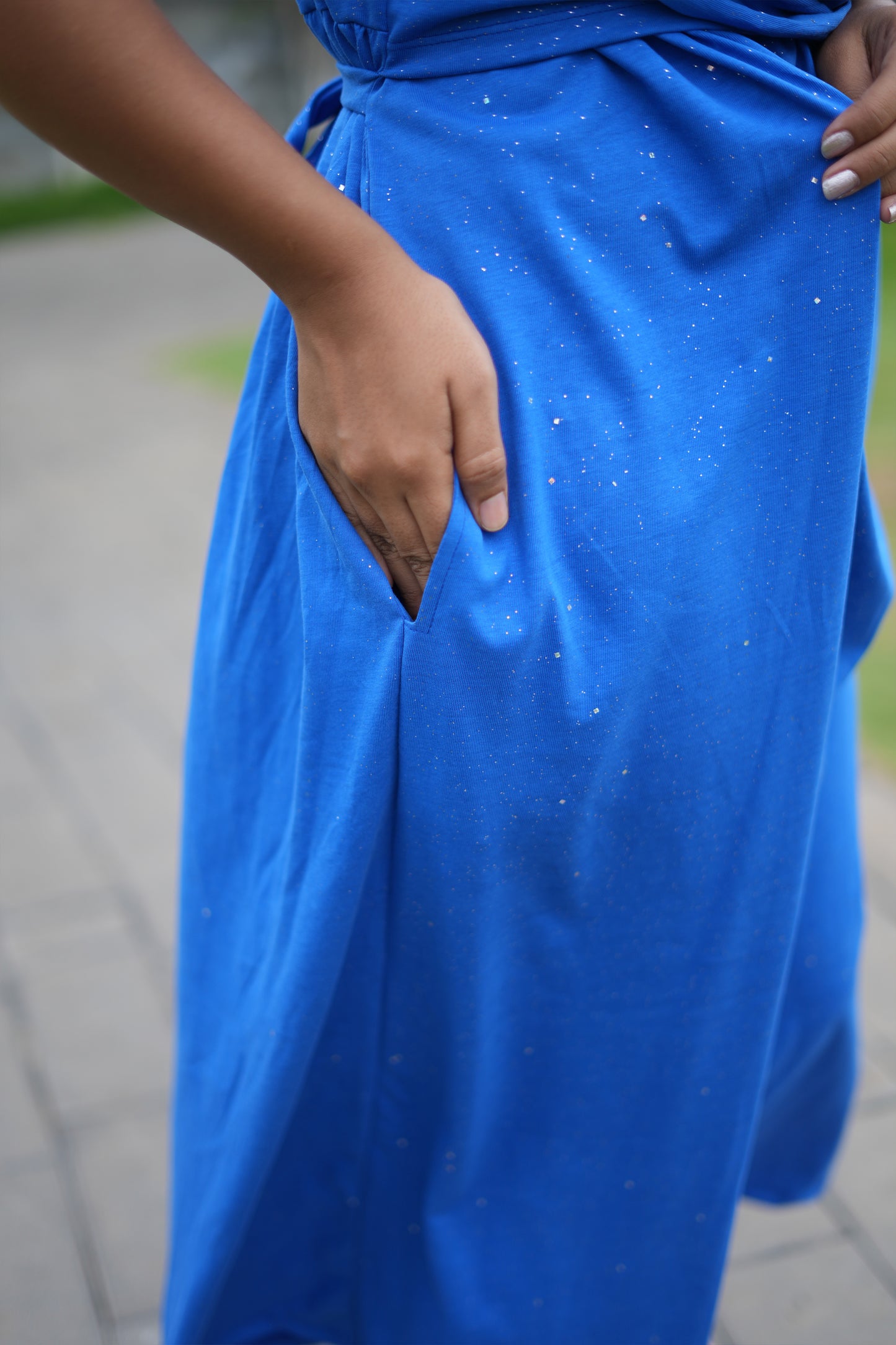 Dupatta Zipless Maternity with Dark Sky Blue Glitter