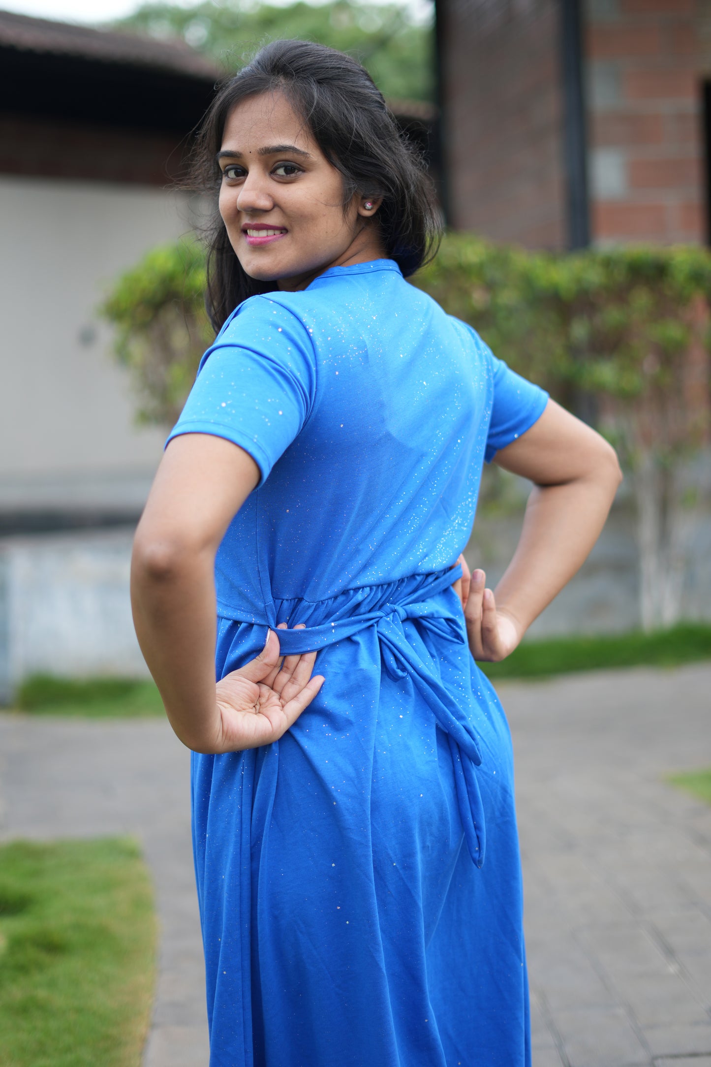 Dupatta Zipless Maternity with Dark Sky Blue Glitter