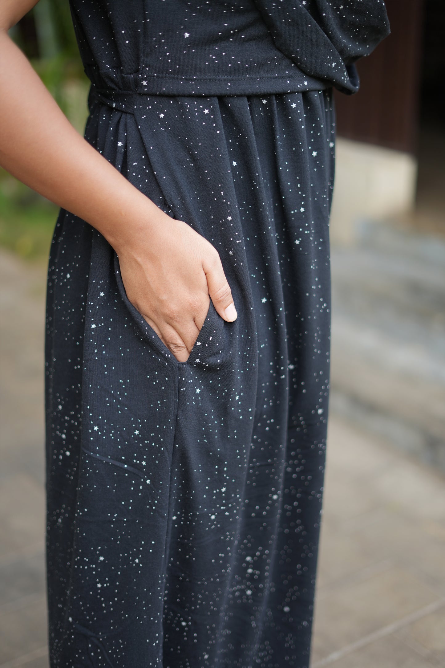 Dupatta Zipless Maternity with Glitter Black