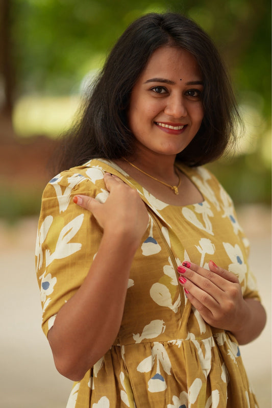 Muslin Cotton Frock-Sunny Blossom