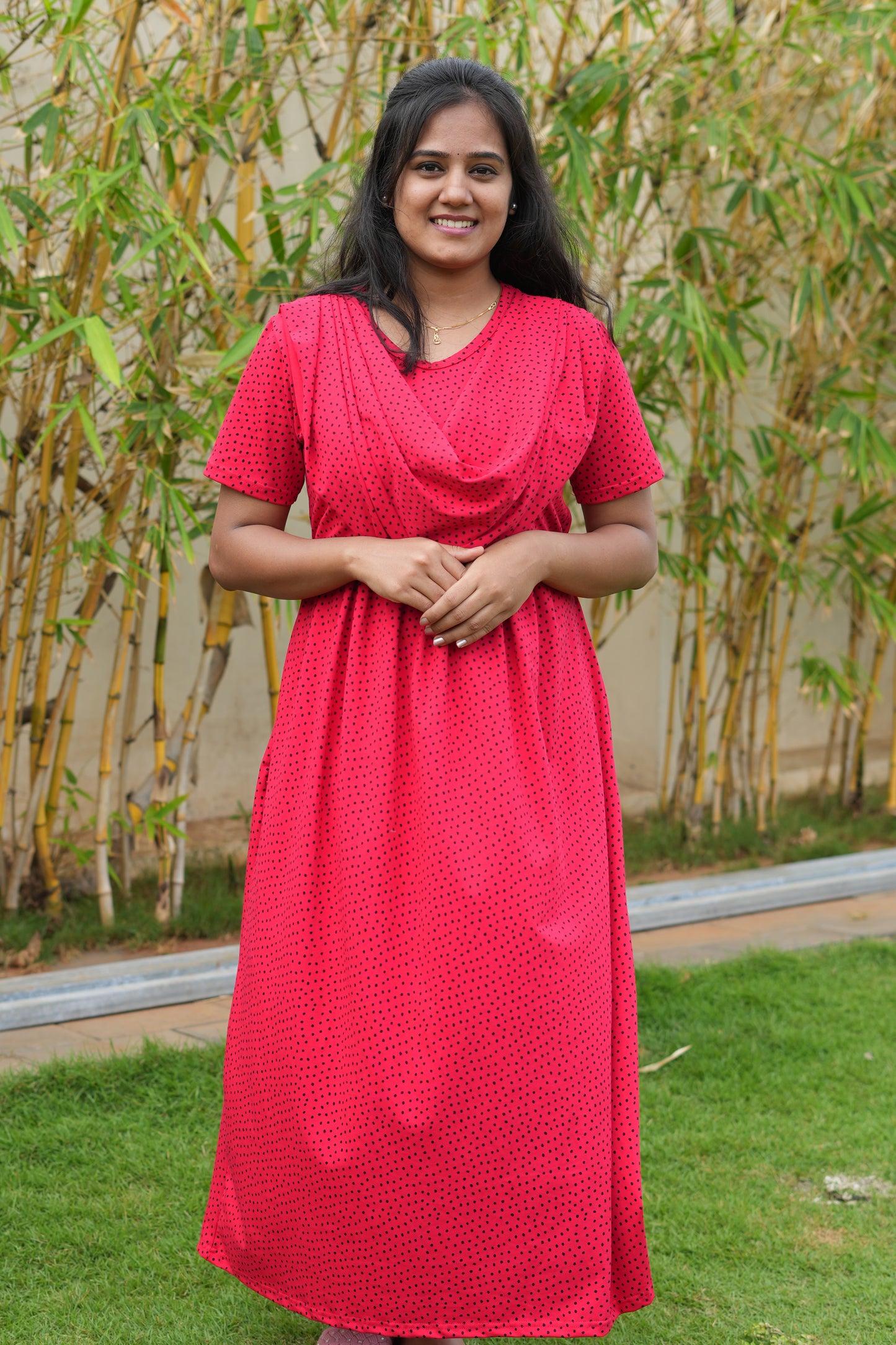 Dupatta Zipless Maternity with Redish Dot