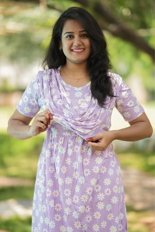Floral Purple (Zipless Maternity Shawl)
