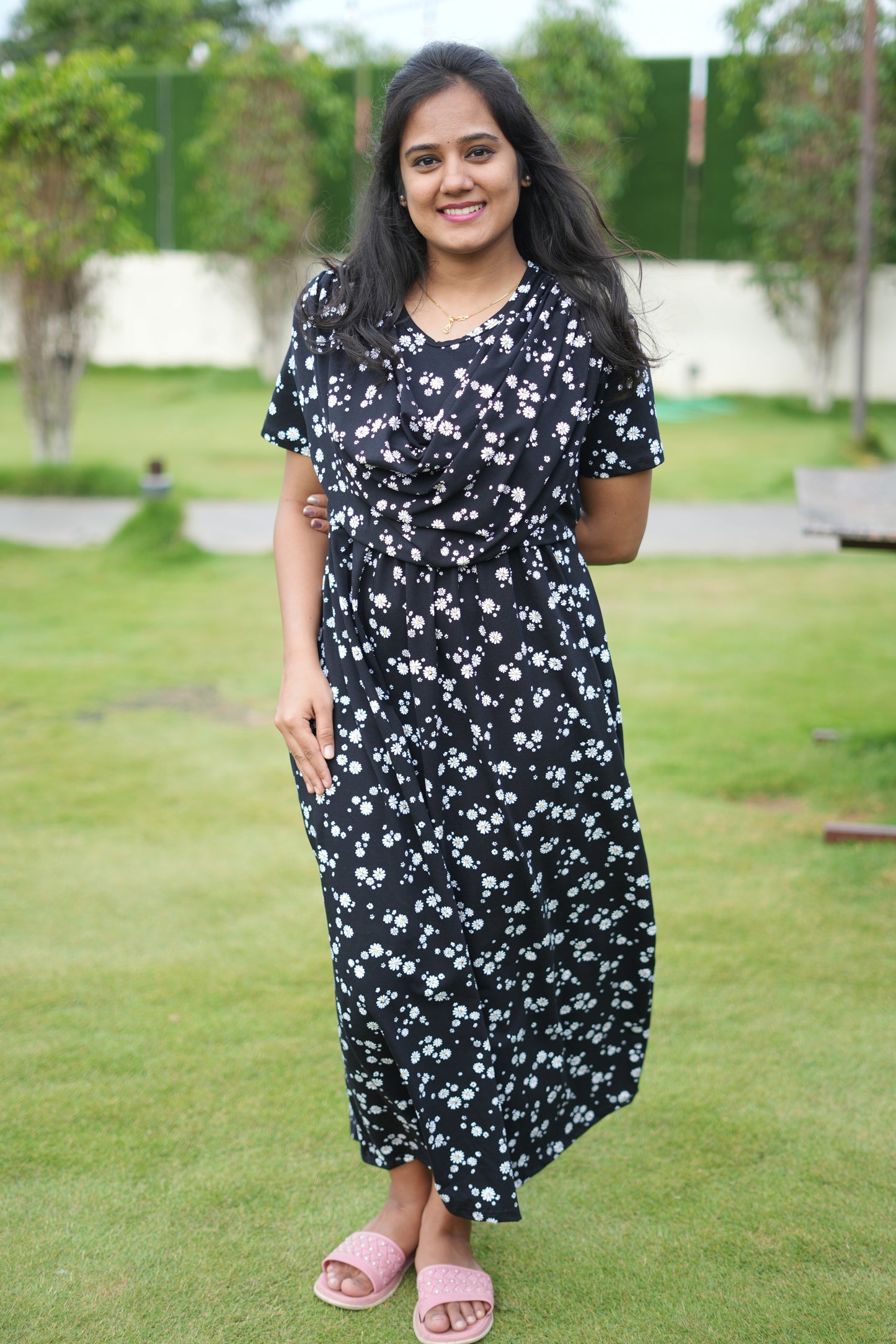 Dupatta Zipless Maternity with Blackie Flower