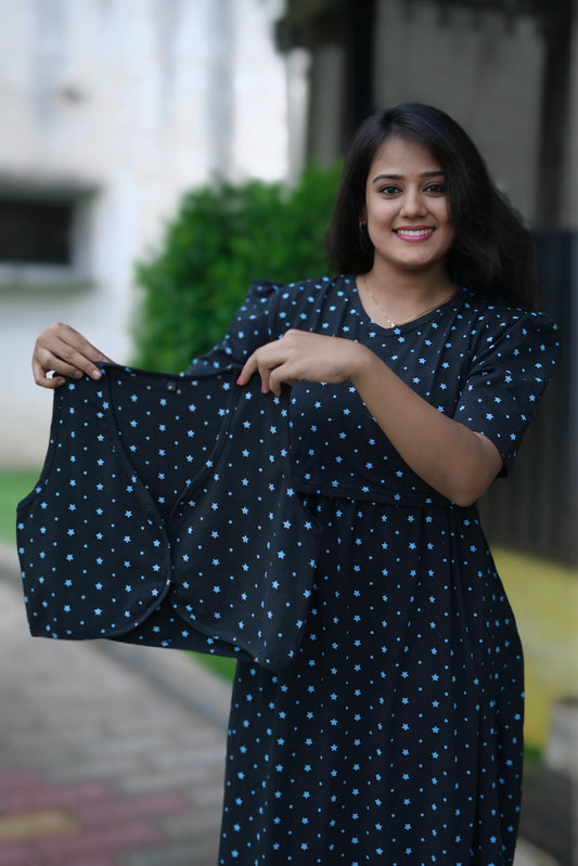 MATERNITY COAT (Premium Black with Bluora Star)