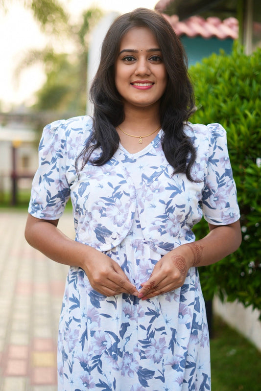 Casual Wear Attached Coat (Lavender Bloom)