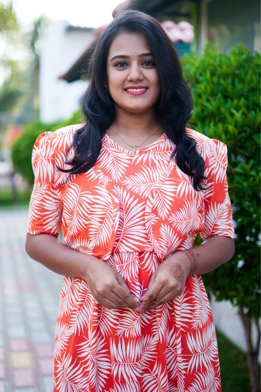 MATERNITY ATTACHED COAT (Sunset Leaves)