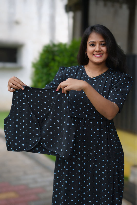 MATERNITY COAT (Premium Black with Bluora Star)