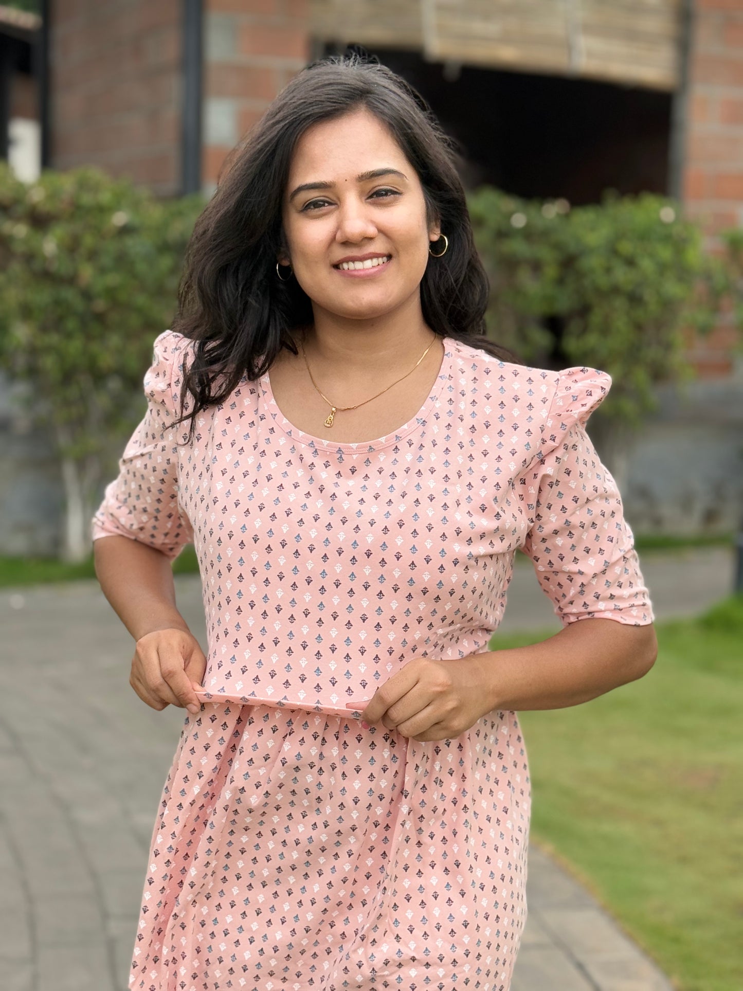 Zipless Maternity Puff with 3/4th Sleeve MILD Pink