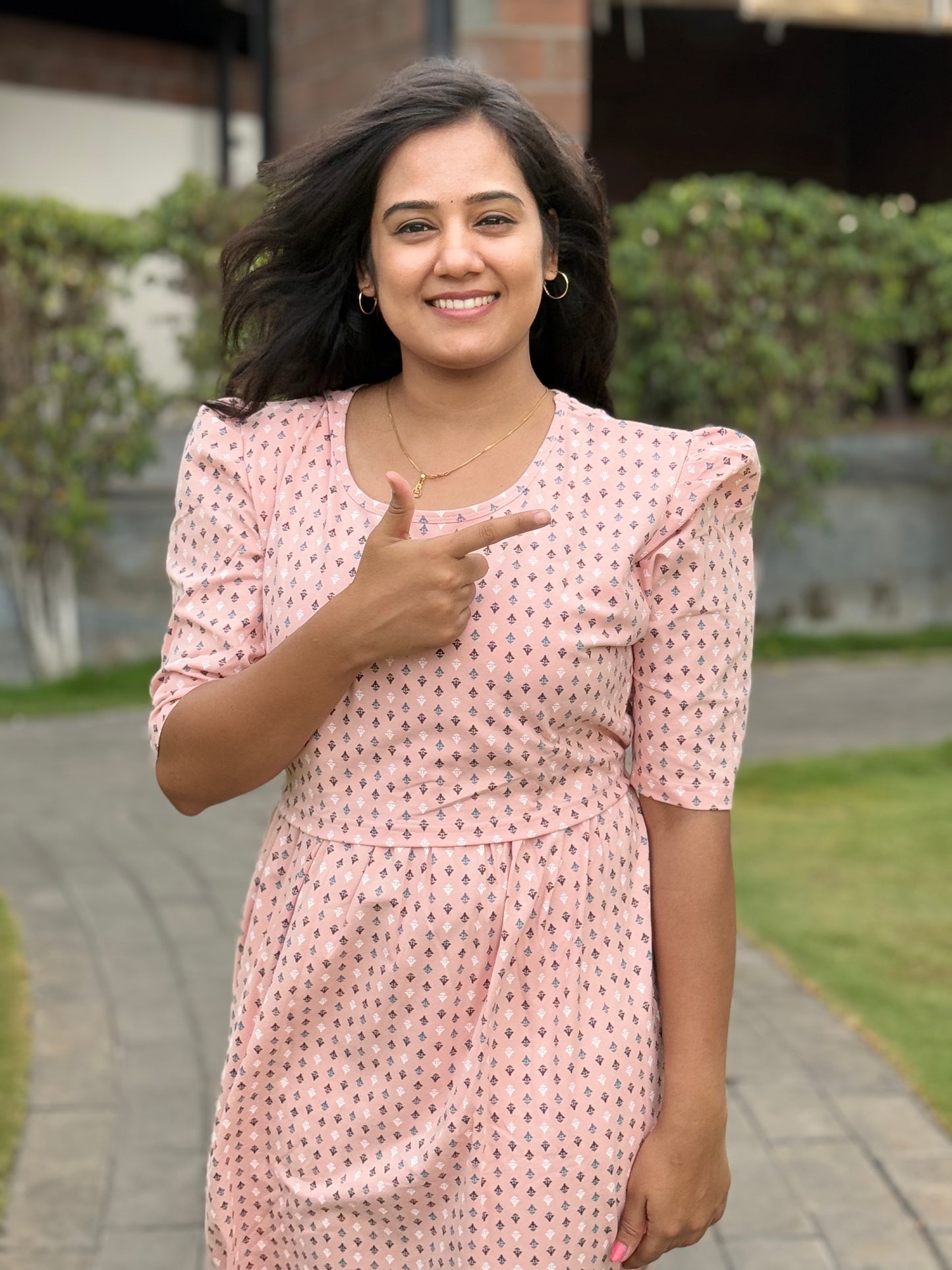Zipless Maternity Puff with 3/4th Sleeve MILD Pink