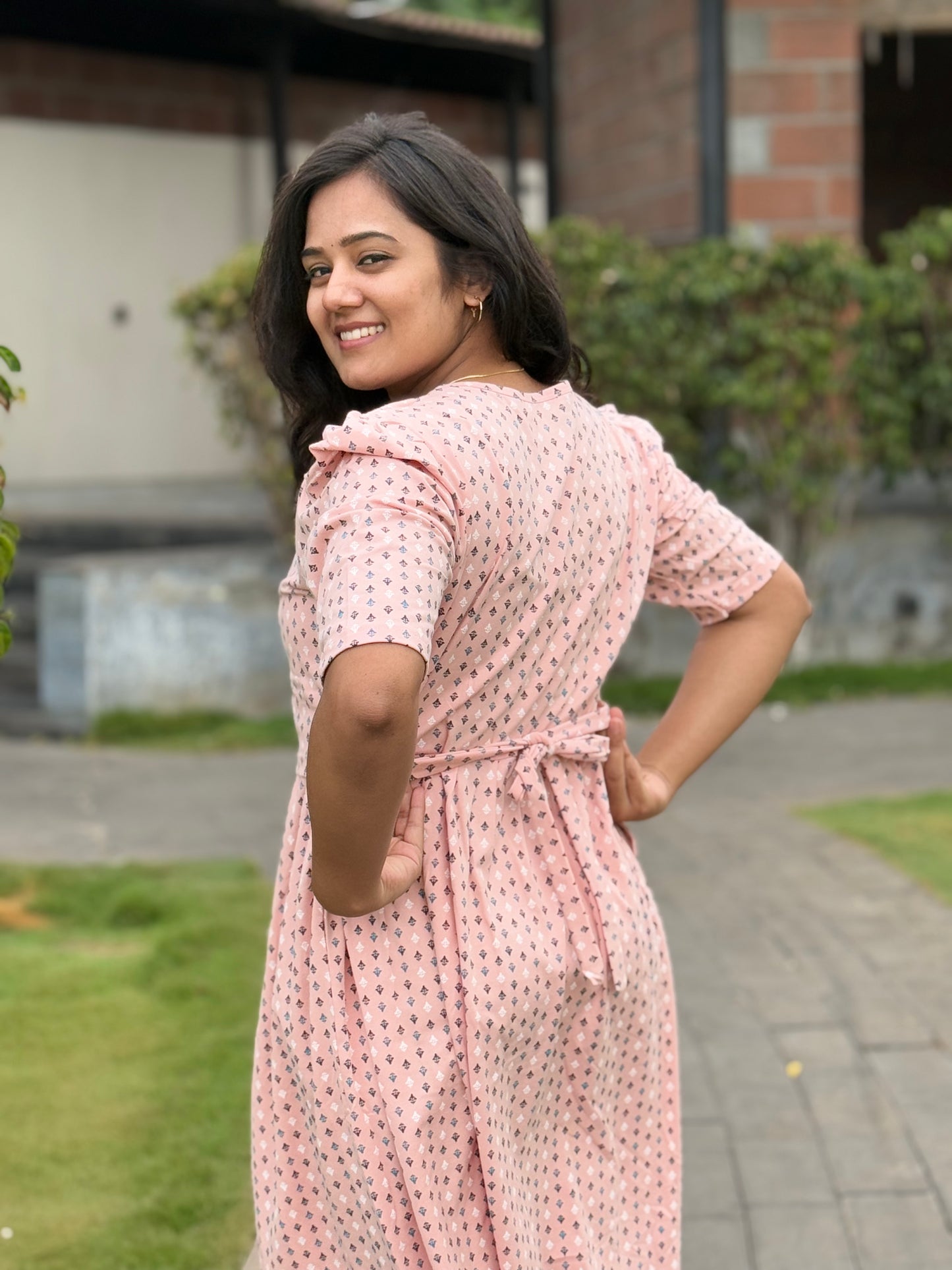 Zipless Maternity Puff with 3/4th Sleeve MILD Pink