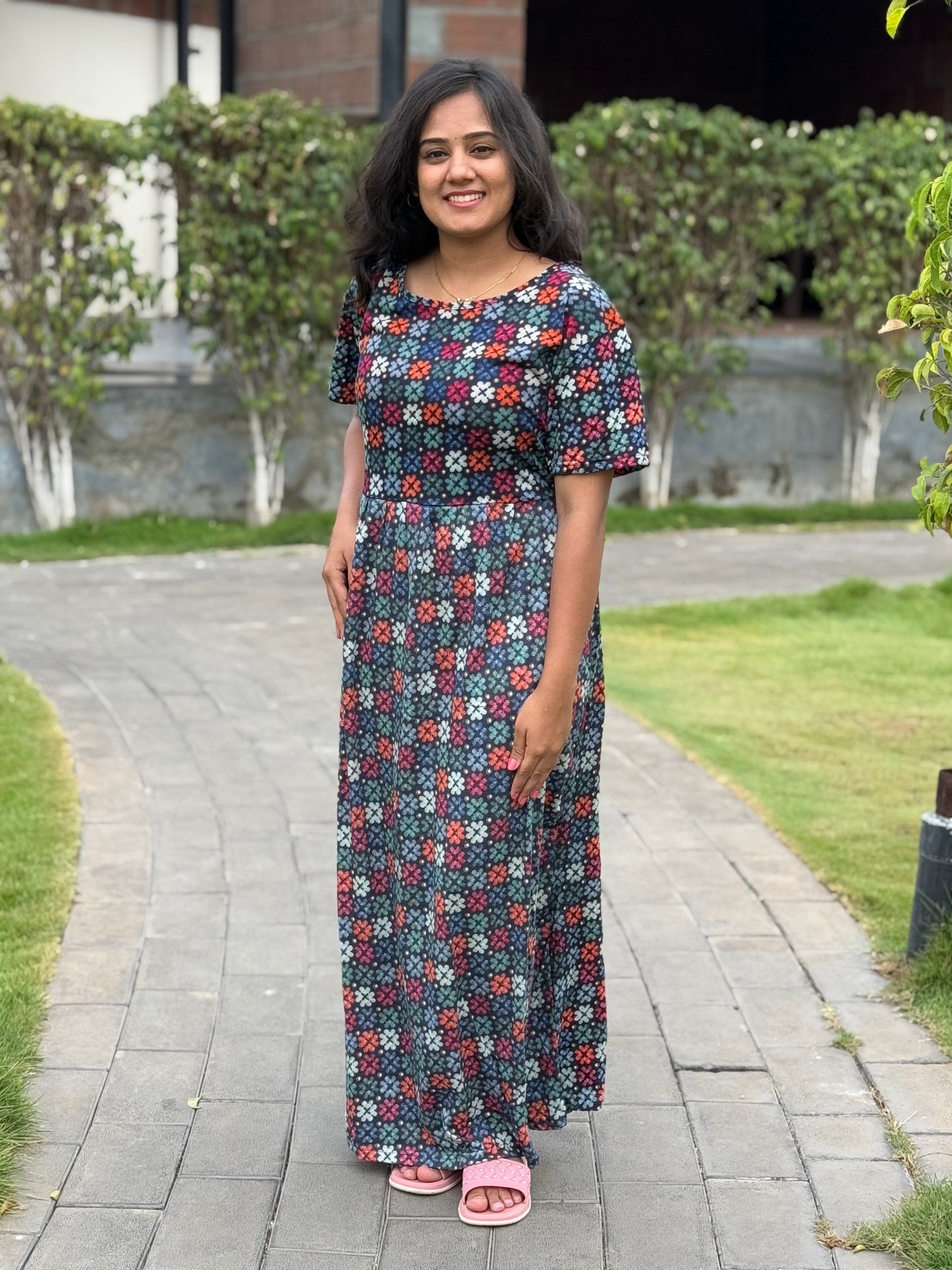 SOFT COTTON MAXI WEAR BLACKIE WITH COLOR PRINTED
