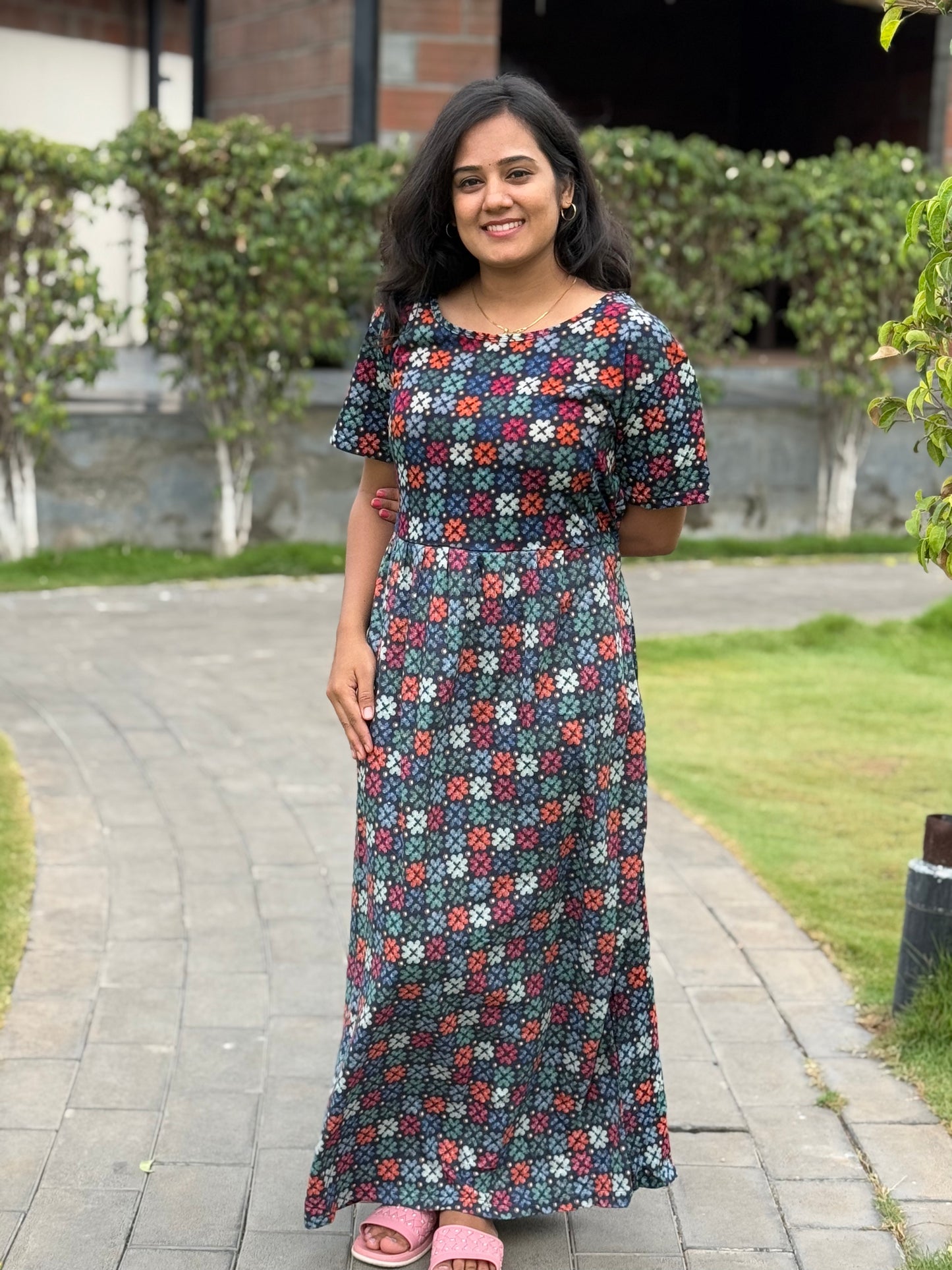 SOFT COTTON MAXI WEAR BLACKIE WITH COLOR PRINTED