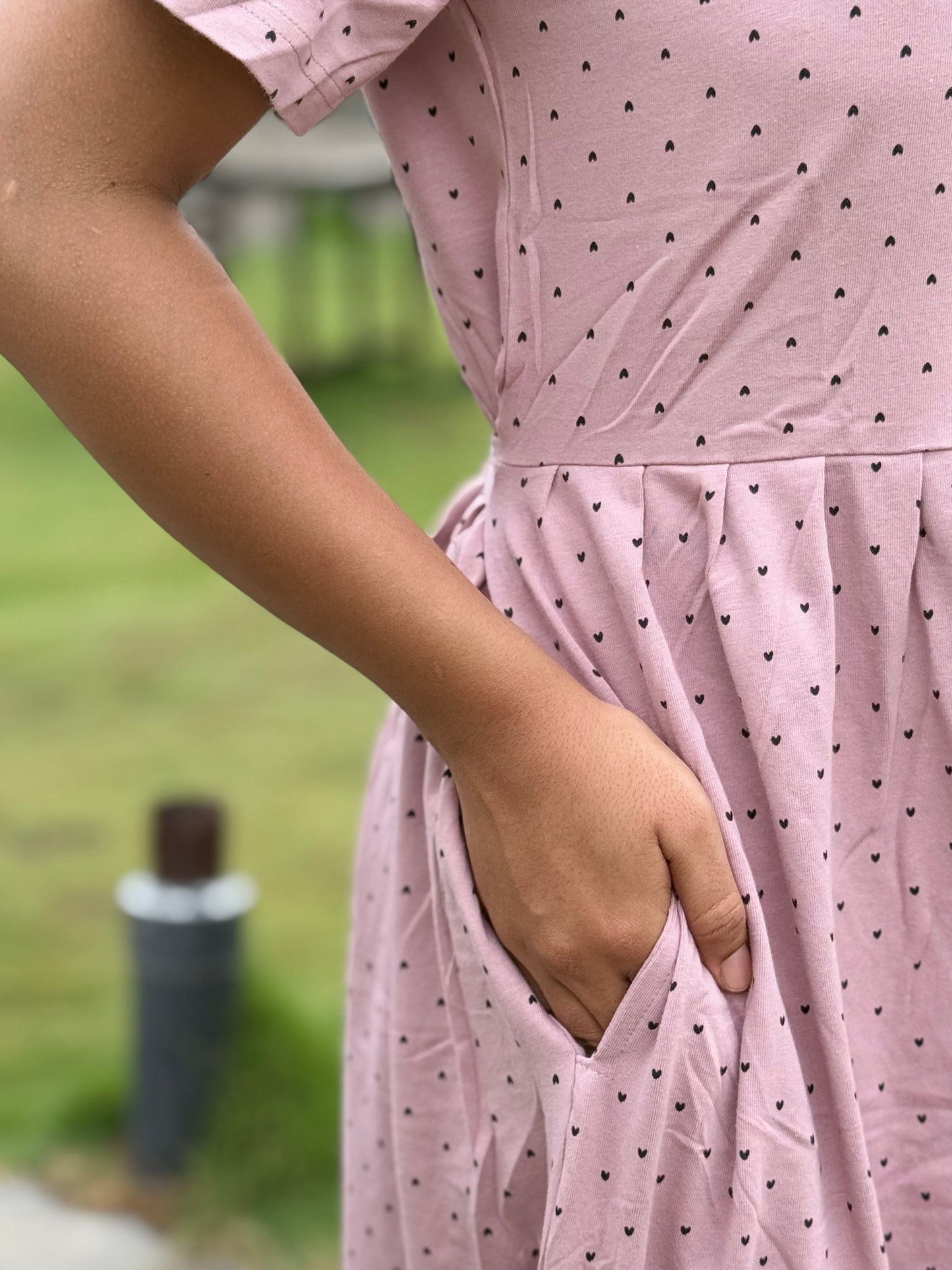 SOFT COTTON MAXI WEAR BLACK HEART WITH MILD PINK