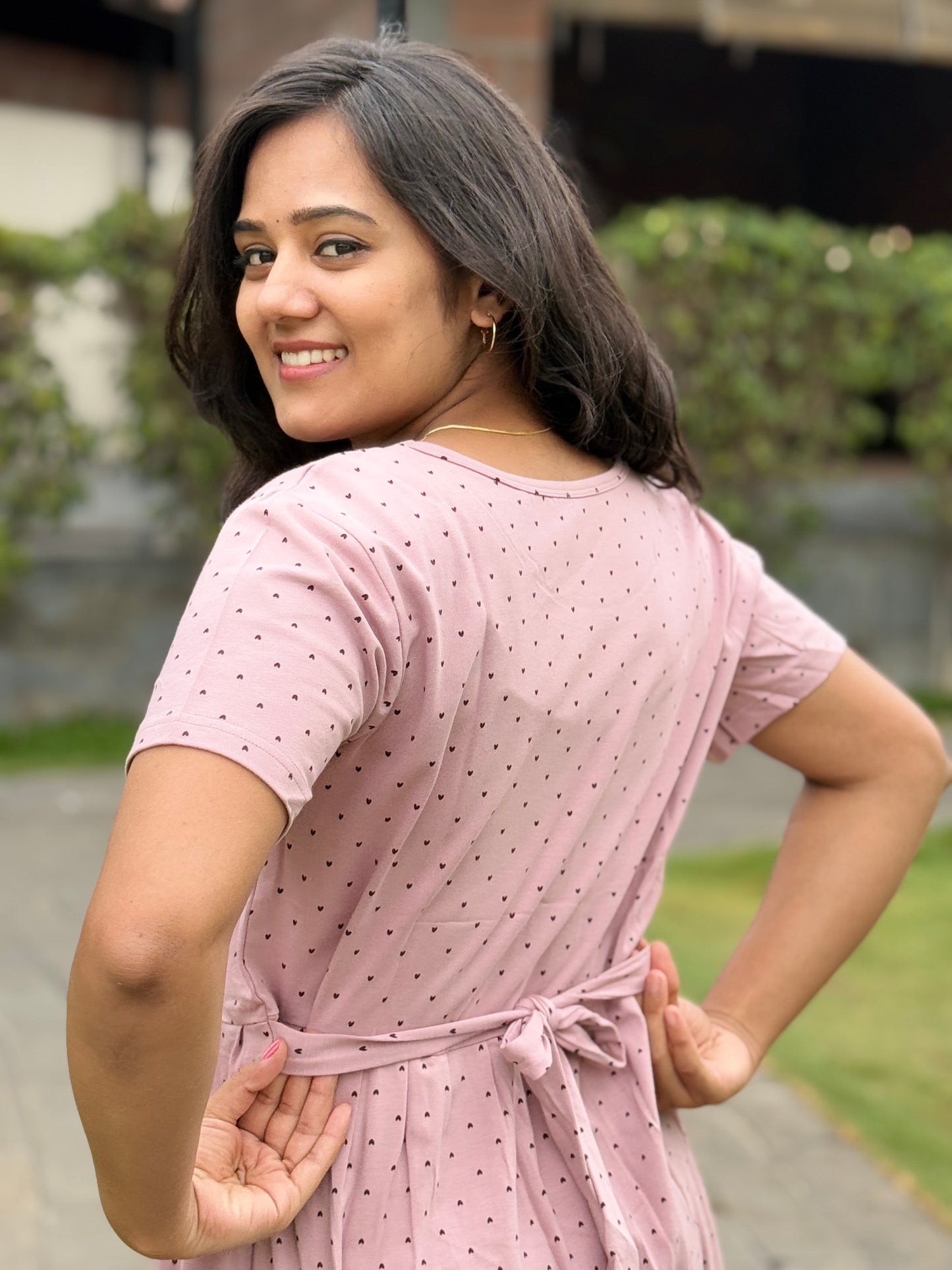 SOFT COTTON MAXI WEAR BLACK HEART WITH MILD PINK