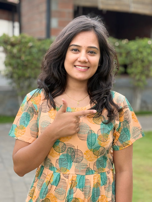 SOFT COTTON MAXI WEAR WITH LEAFY ORANGE