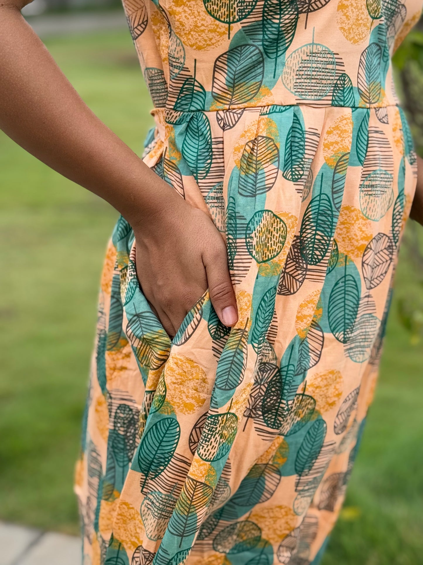 SOFT COTTON MAXI WEAR WITH LEAFY ORANGE