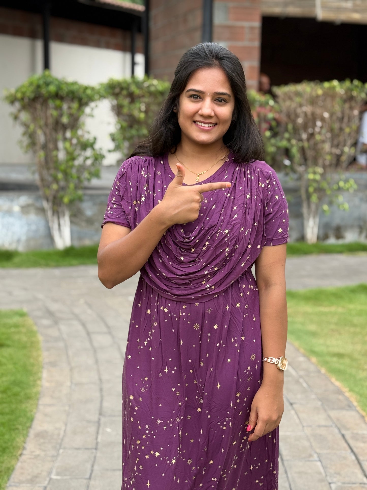 Dupatta Zipless Maternity with Dark Purple Star