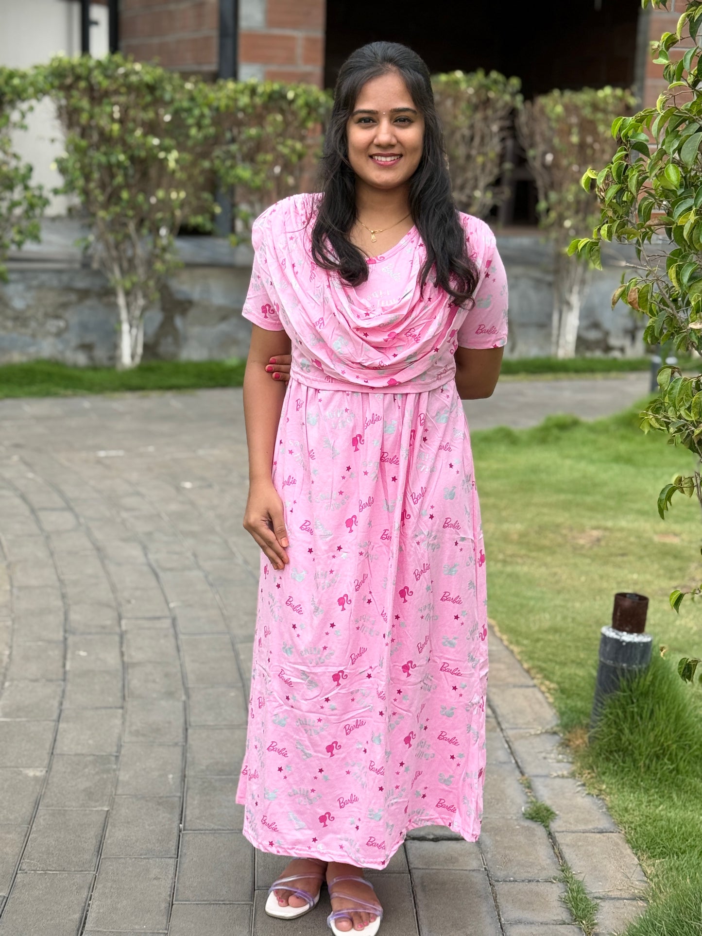 Dupatta Zipless Maternity with Barbie Pink