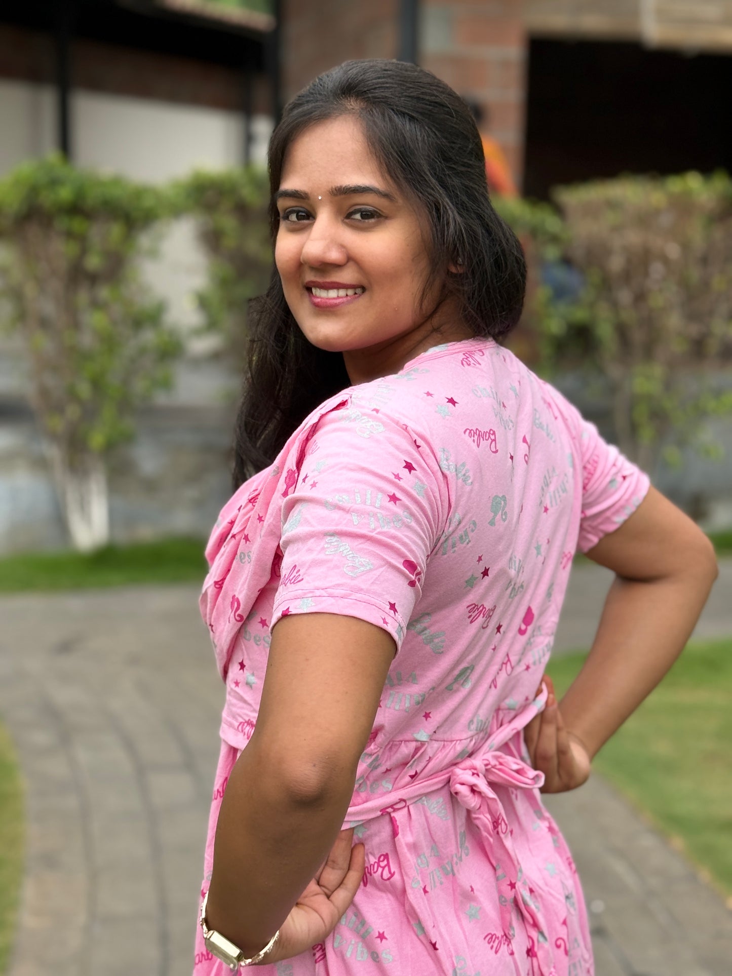 Dupatta Zipless Maternity with Barbie Pink