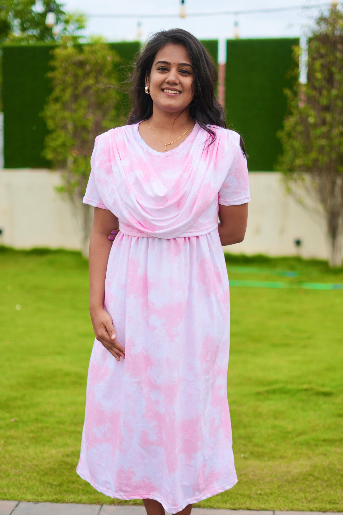 Dupatta Zipless Maternity with Acid Shaded Pink