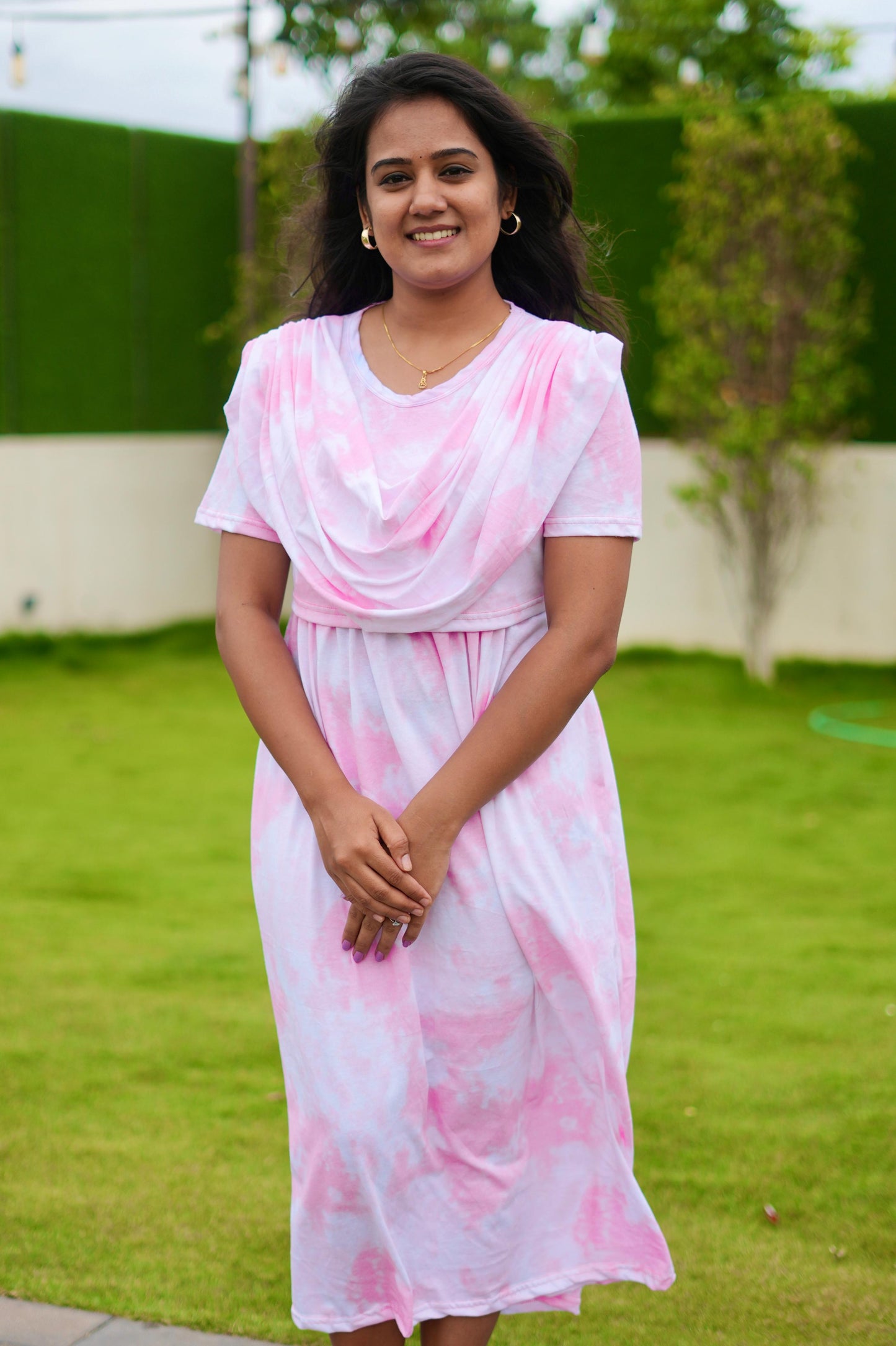 Dupatta Zipless Maternity with Acid Shaded Pink