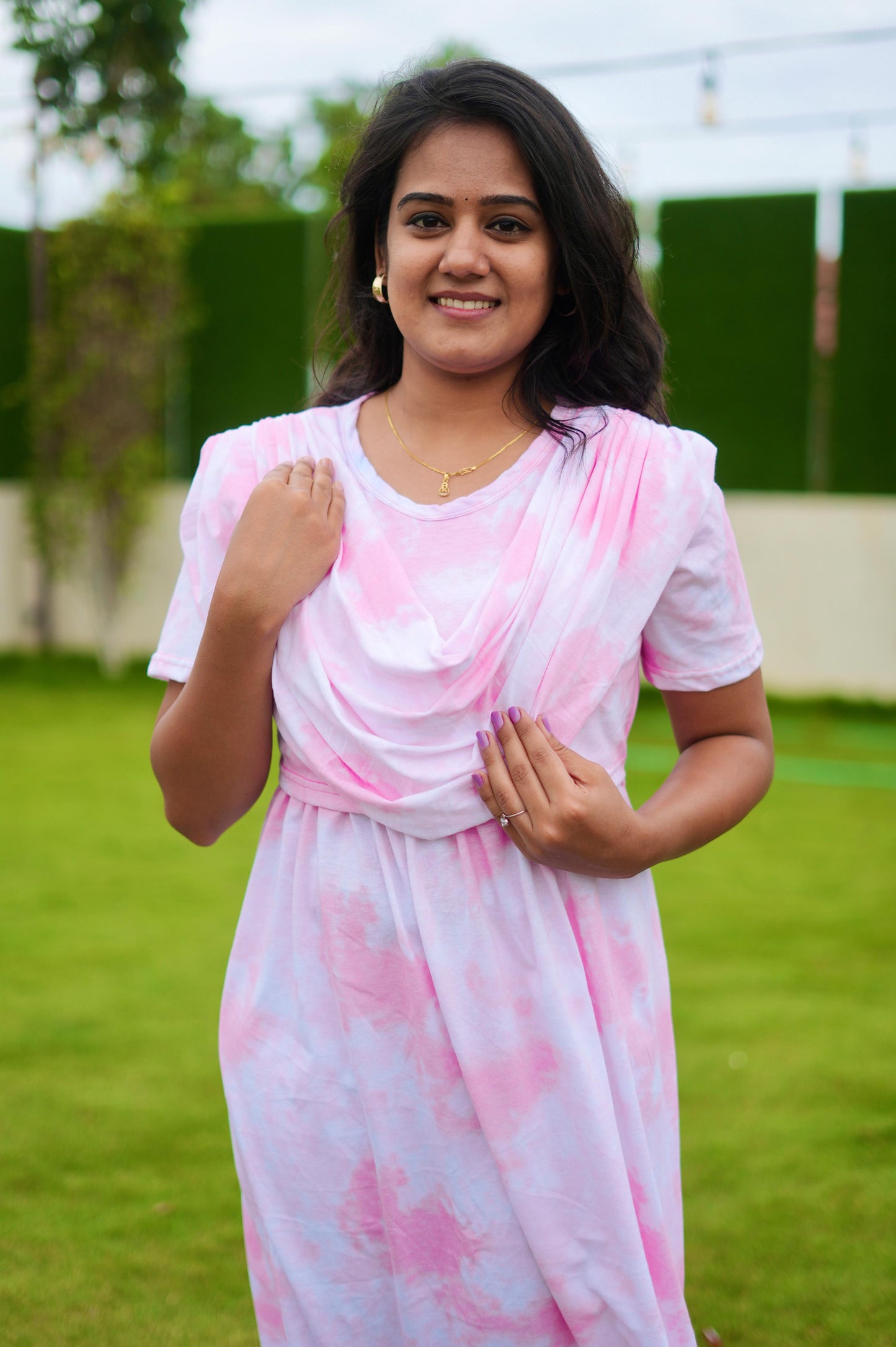 Dupatta Zipless Maternity with Acid Shaded Pink