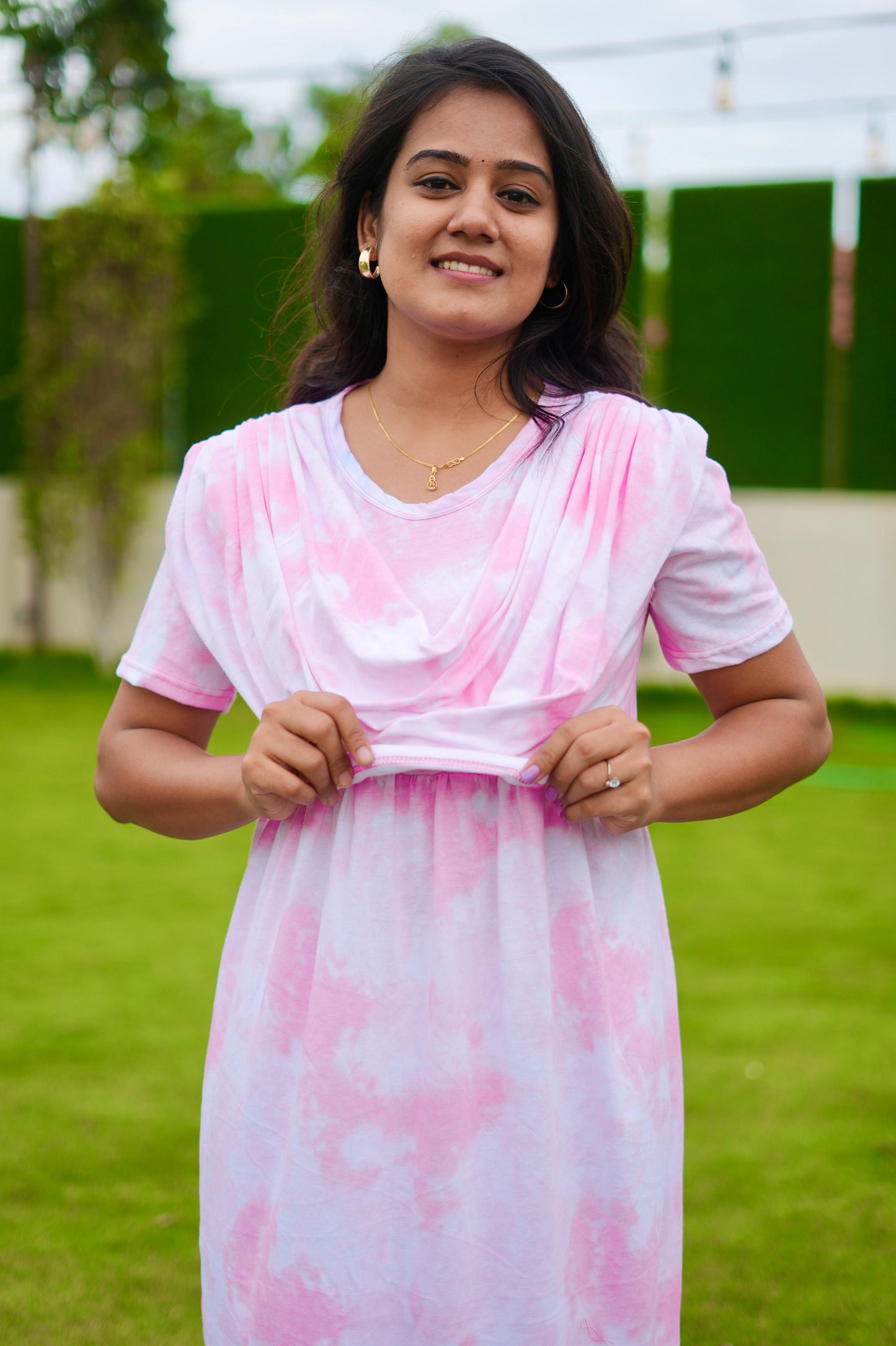 Dupatta Zipless Maternity with Acid Shaded Pink