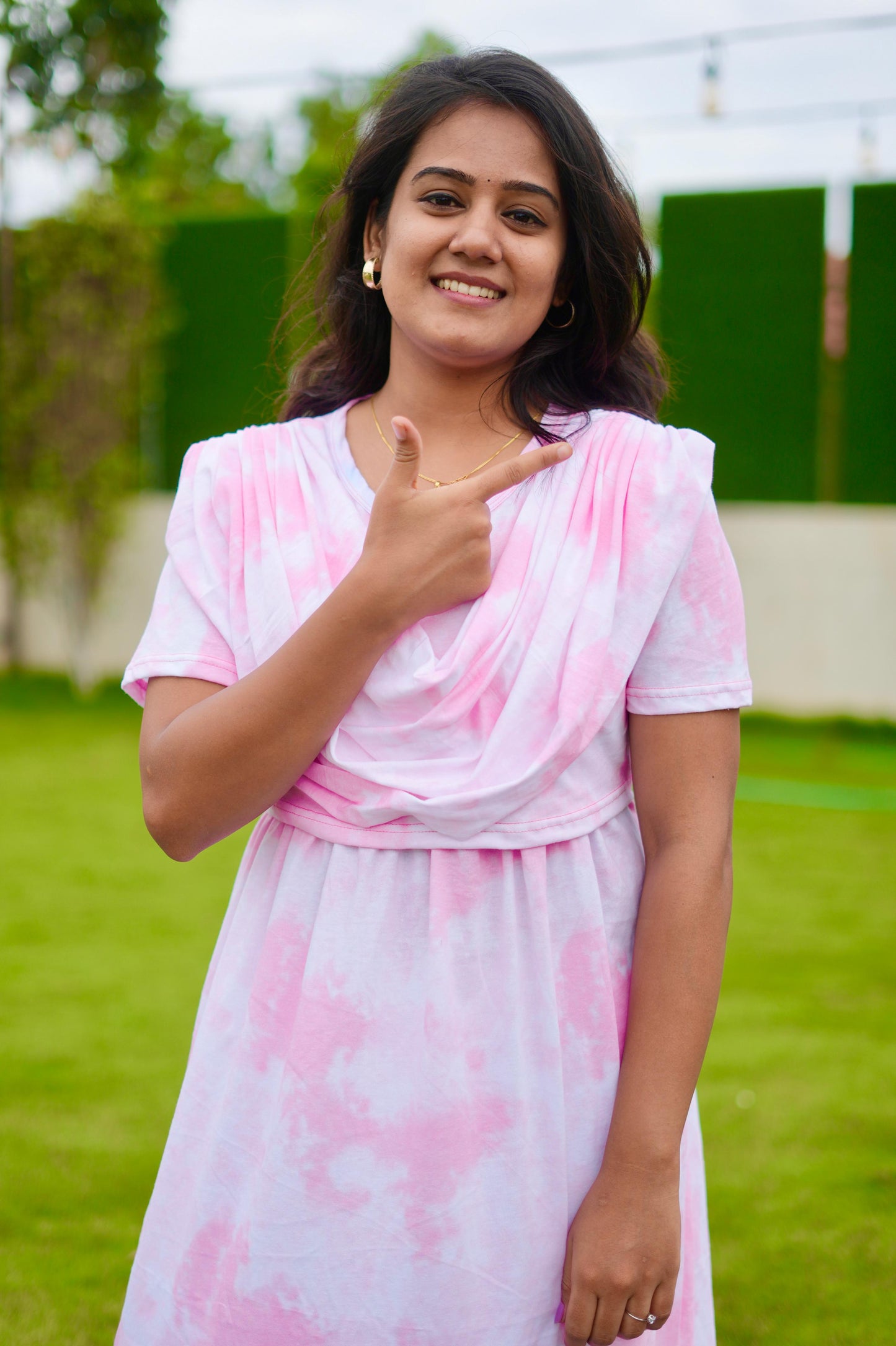 Dupatta Zipless Maternity with Acid Shaded Pink