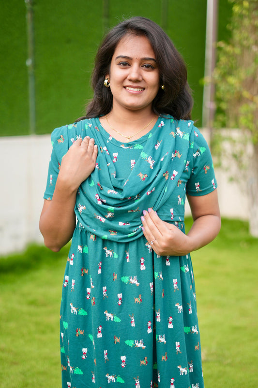 DUPATTA MAXI SOFT COTTON LOUNGE WEAR DARK GREENY TOY