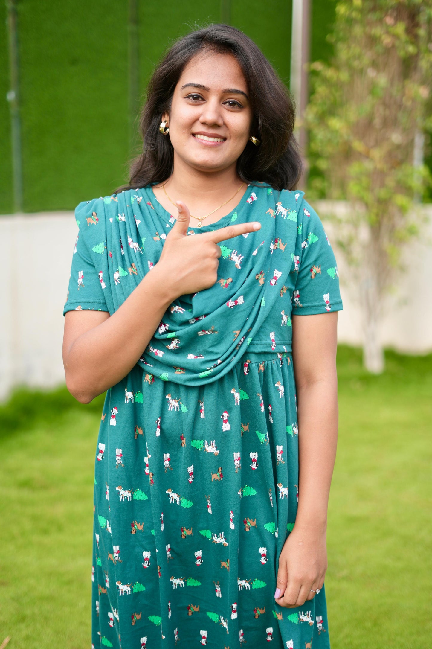 DUPATTA MAXI SOFT COTTON LOUNGE WEAR DARK GREENY TOY