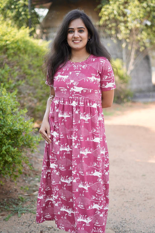 Soft Cotton Maxi Style with Rose Pattern