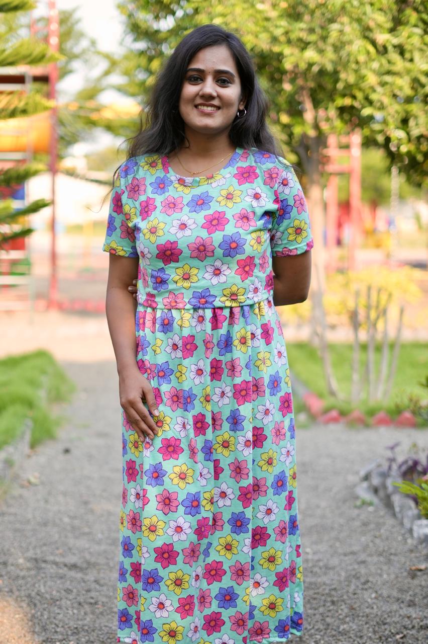 Premium Maternity Zipless Lounge Wear with Delightful Floral Green