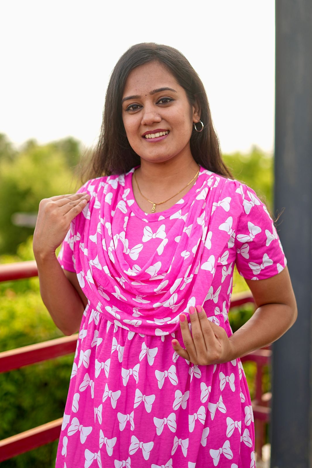 DUPATTA MAXI COTTON LOUNGE WEAR WITH PINKY BUTTERFLY