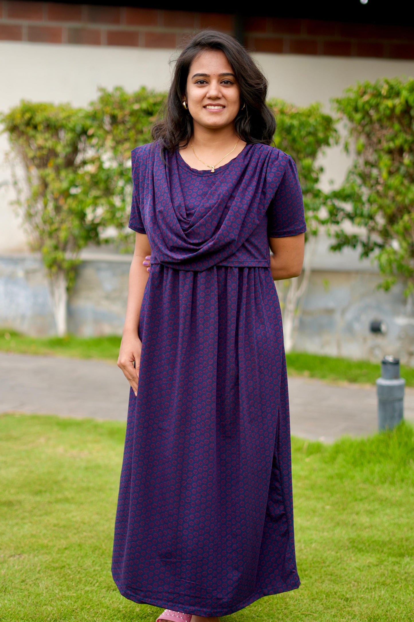Dupatta Zipless Maternity with Brinjal Violet