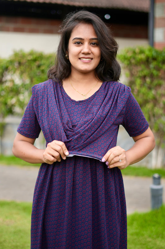 Dupatta Zipless Maternity with Brinjal Violet