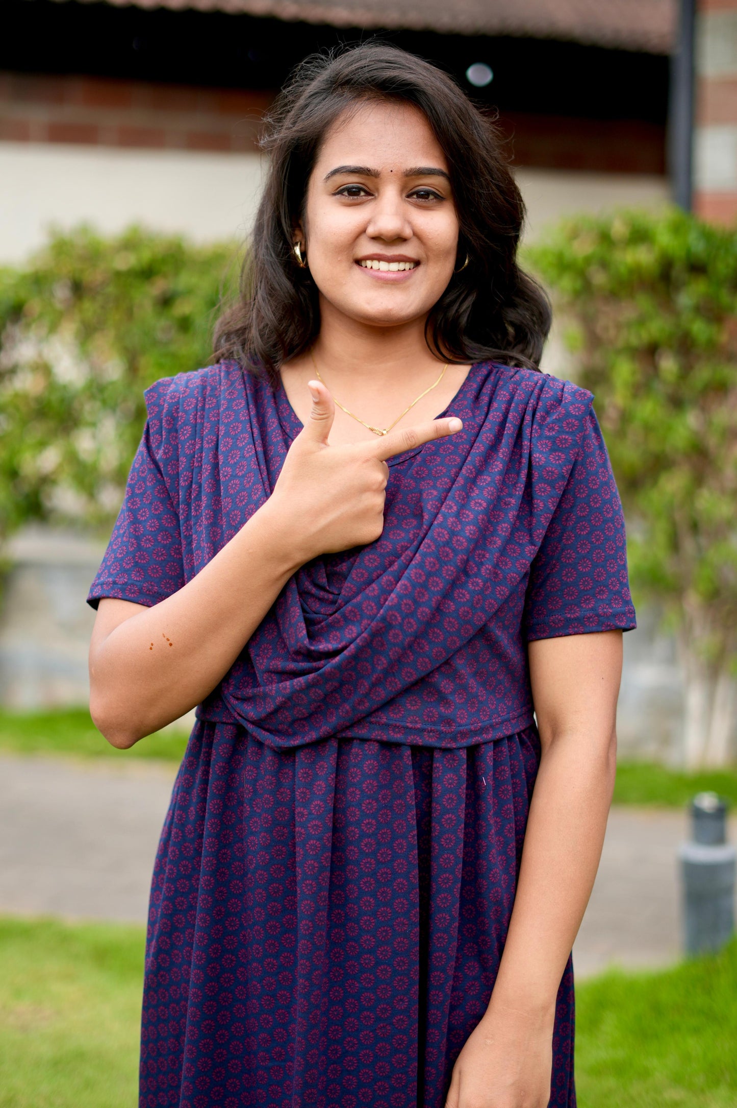 Dupatta Zipless Maternity with Brinjal Violet