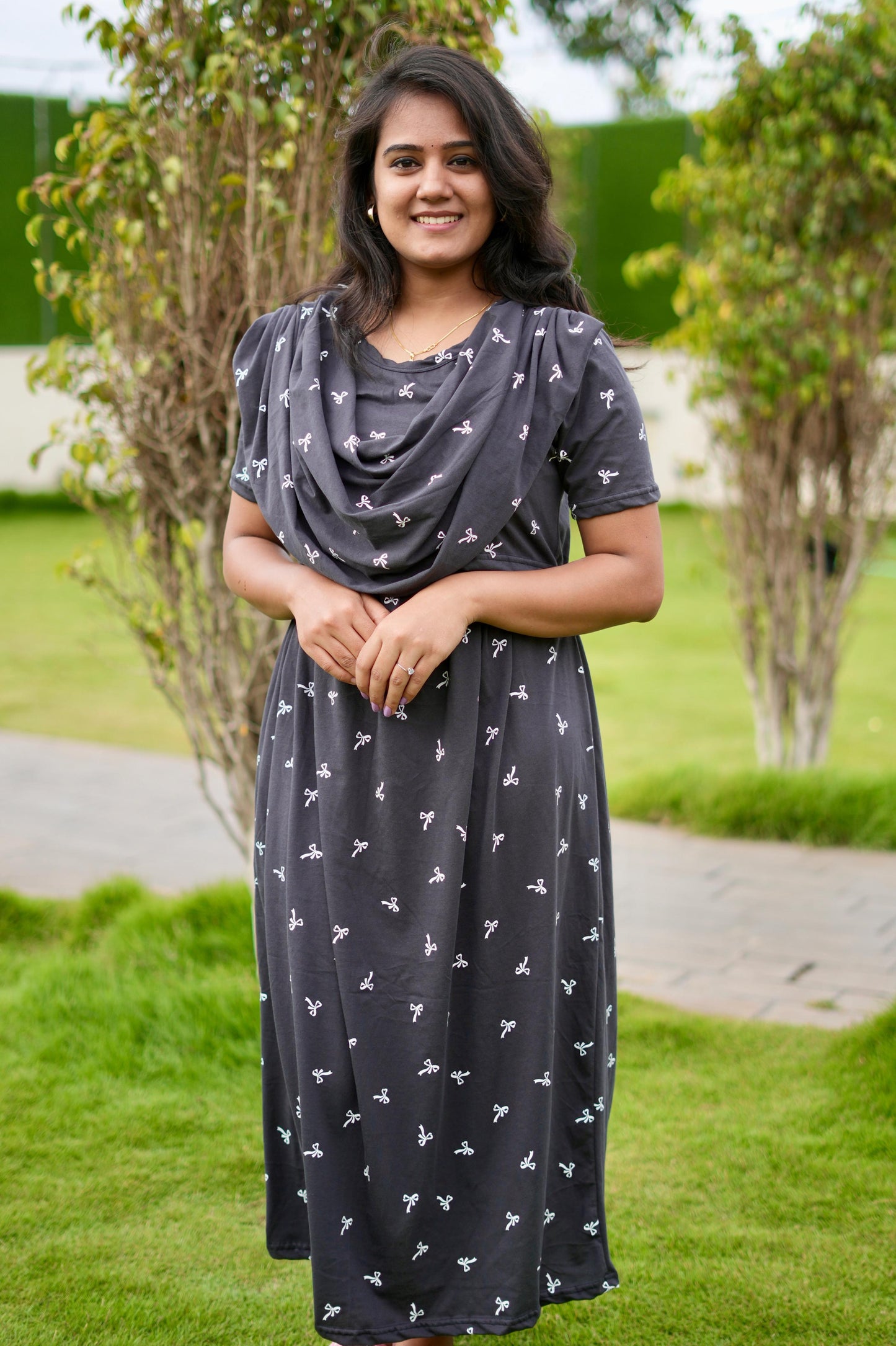 Dupatta Zipless Maternity with Dark Grey