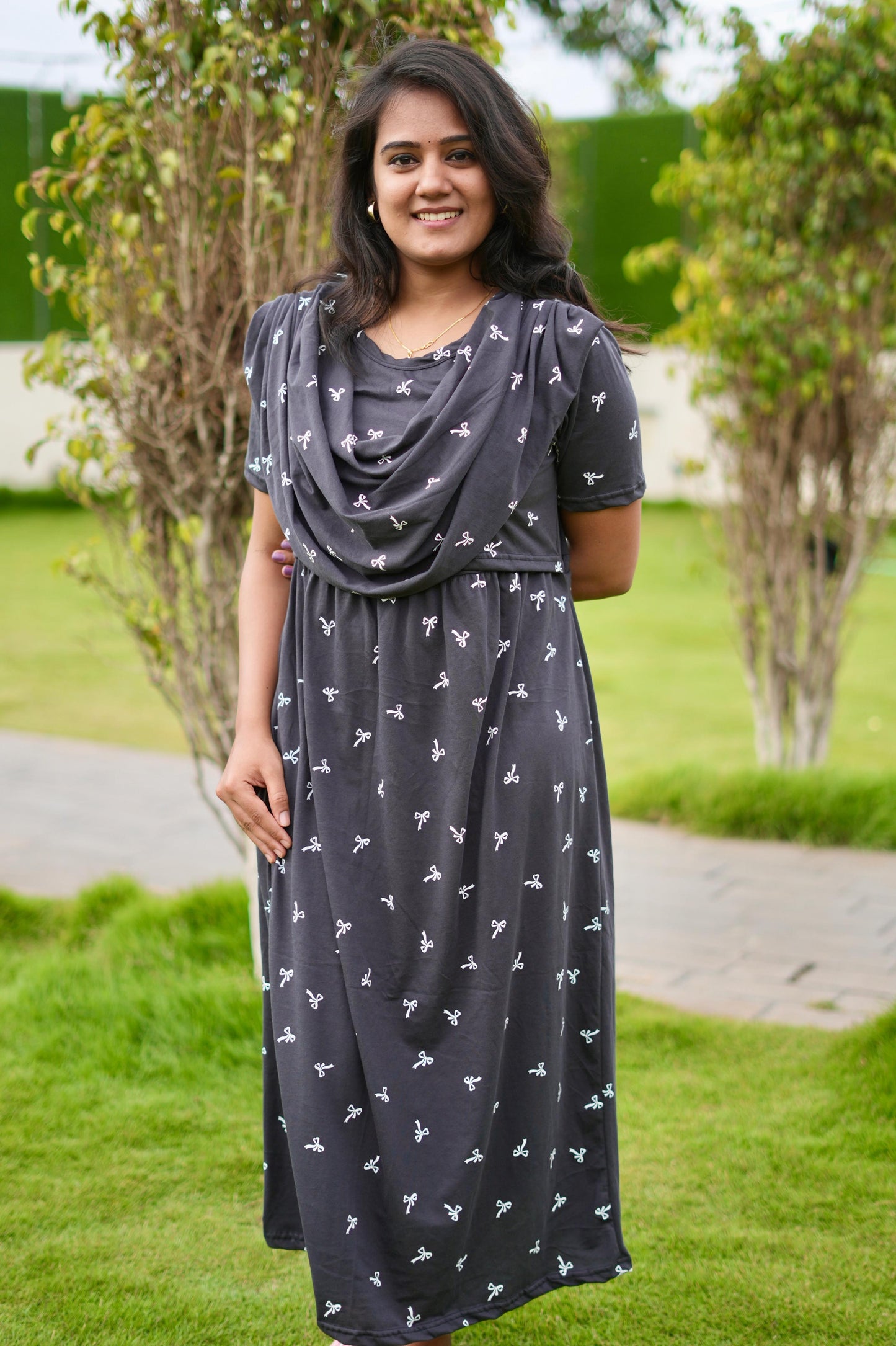 Dupatta Zipless Maternity with Dark Grey