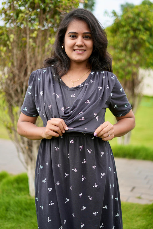 Dupatta Zipless Maternity with Dark Grey