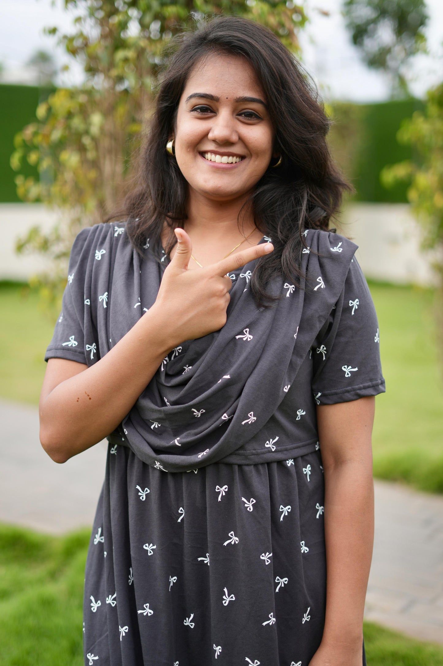 Dupatta Zipless Maternity with Dark Grey
