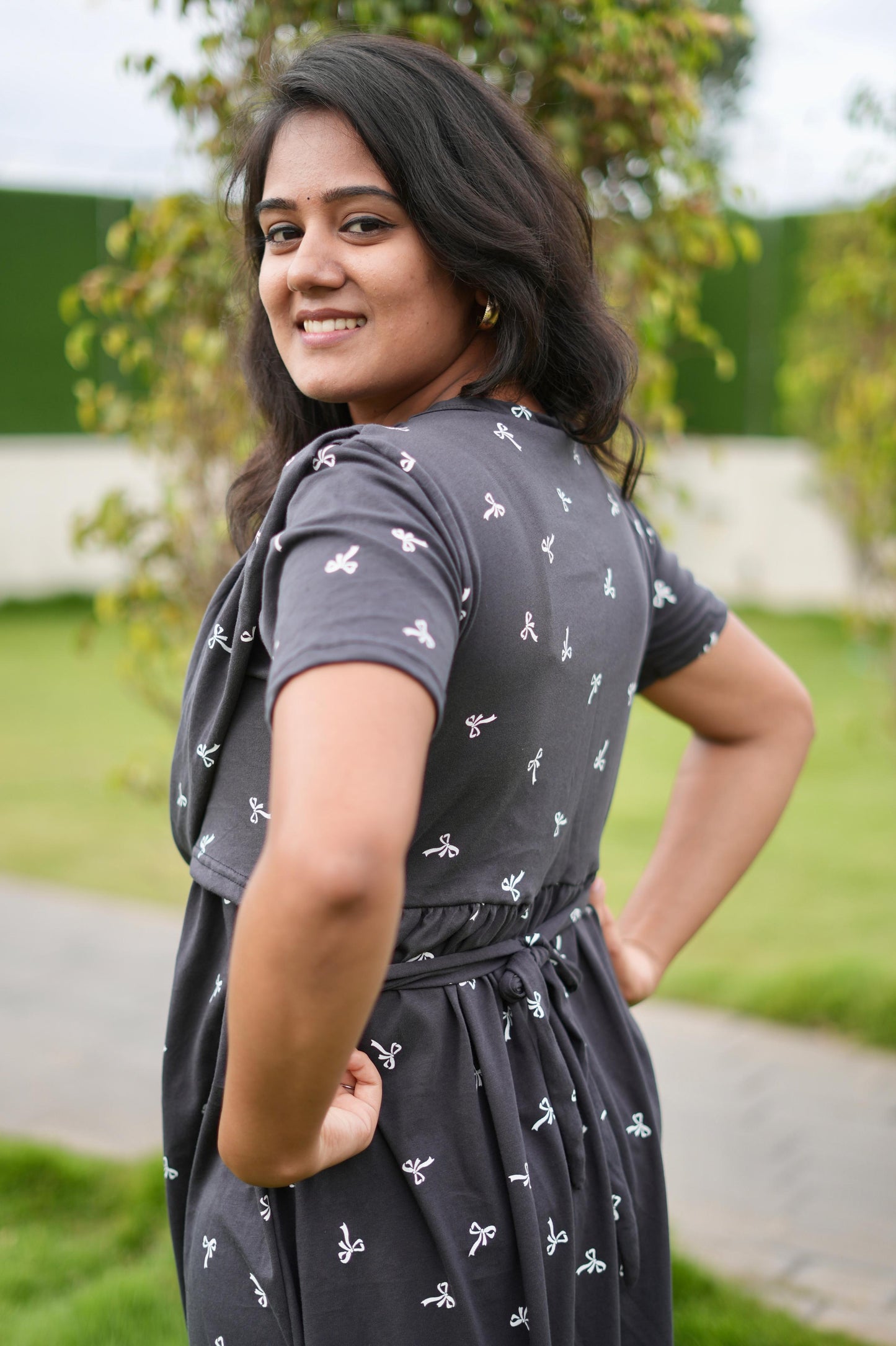 Dupatta Zipless Maternity with Dark Grey