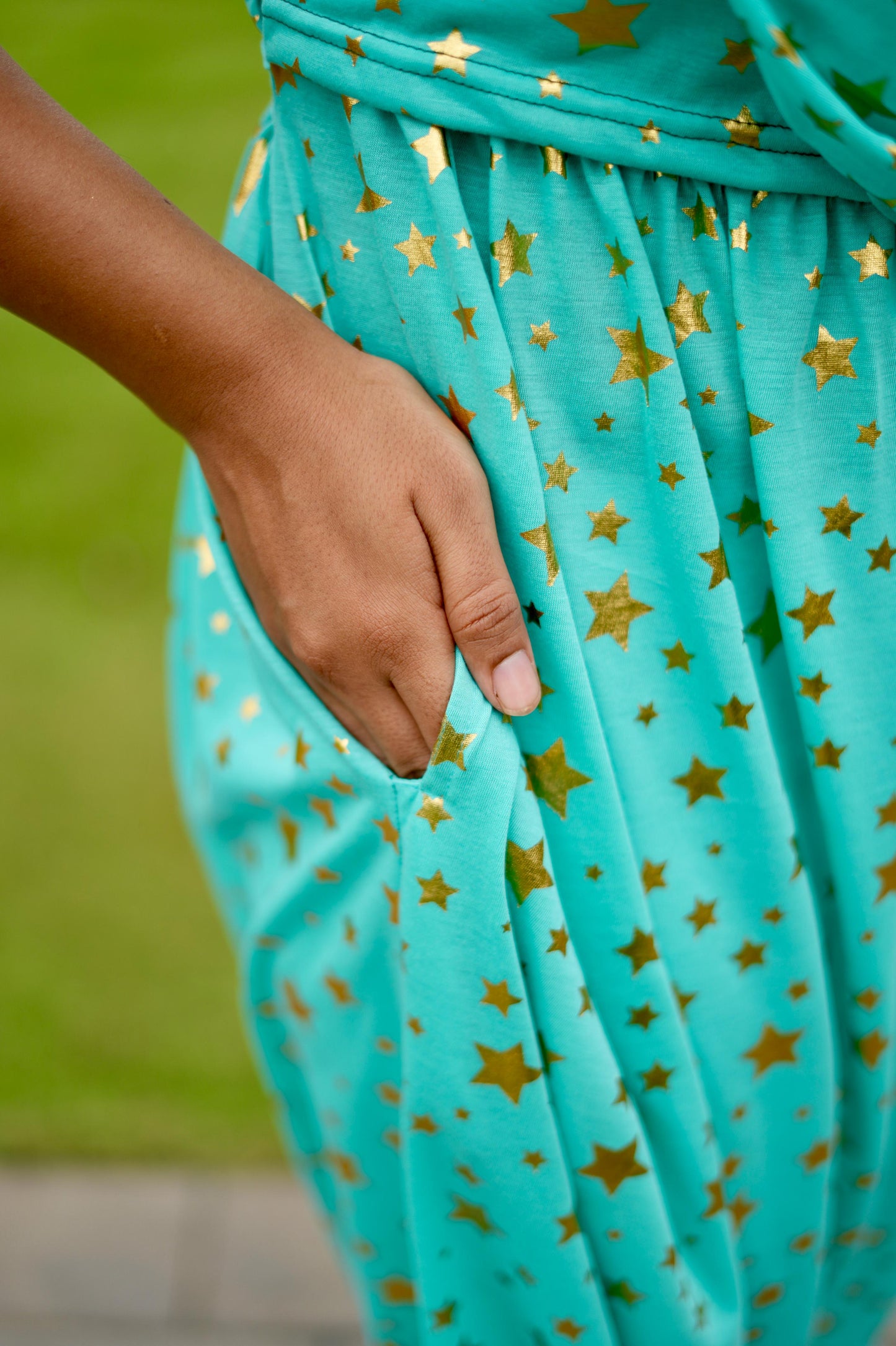Dupatta Zipless Maternity with Star Green