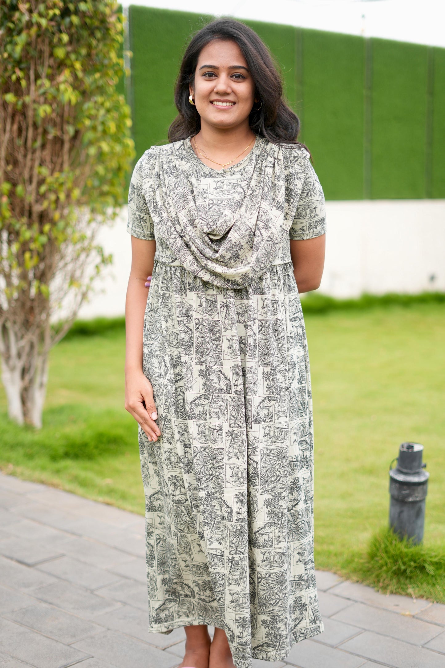 DUPATTA MAXI SOFT COTTON LOUNGE WEAR WITH GREENY TREE