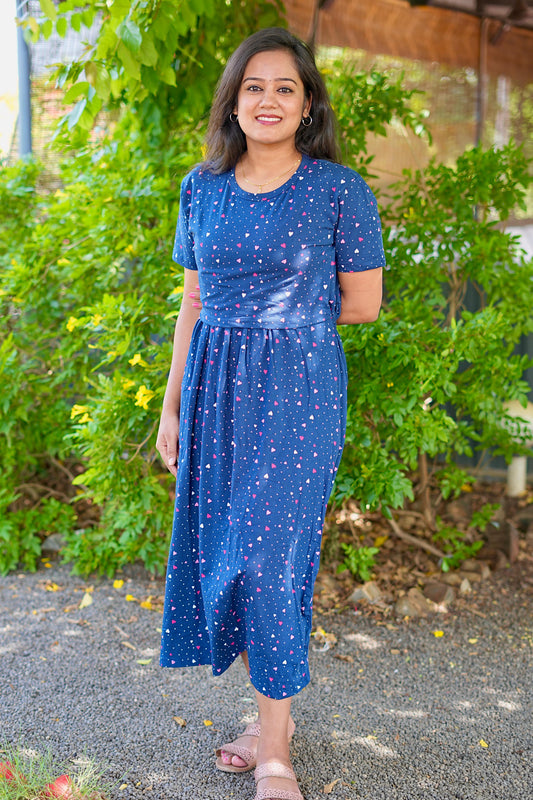 Premium Maternity Zipless Lounge Wear with Hearty Navy