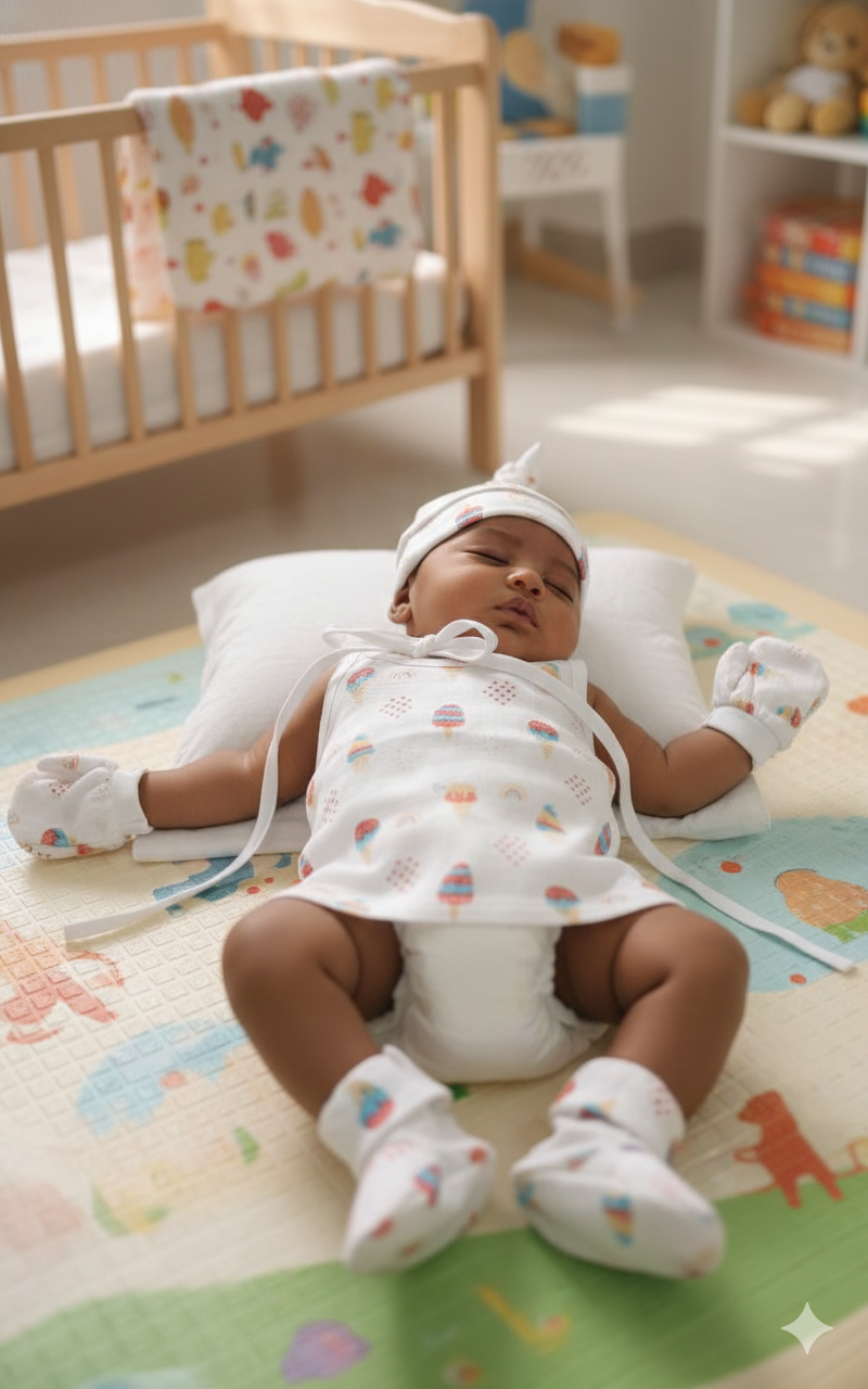 Muslin Jabla Knotted (Only Booties, Mittens, Frill Cap)