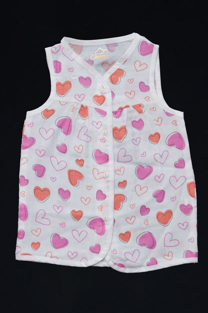 (3 Pc) Muslin Frock Front Open