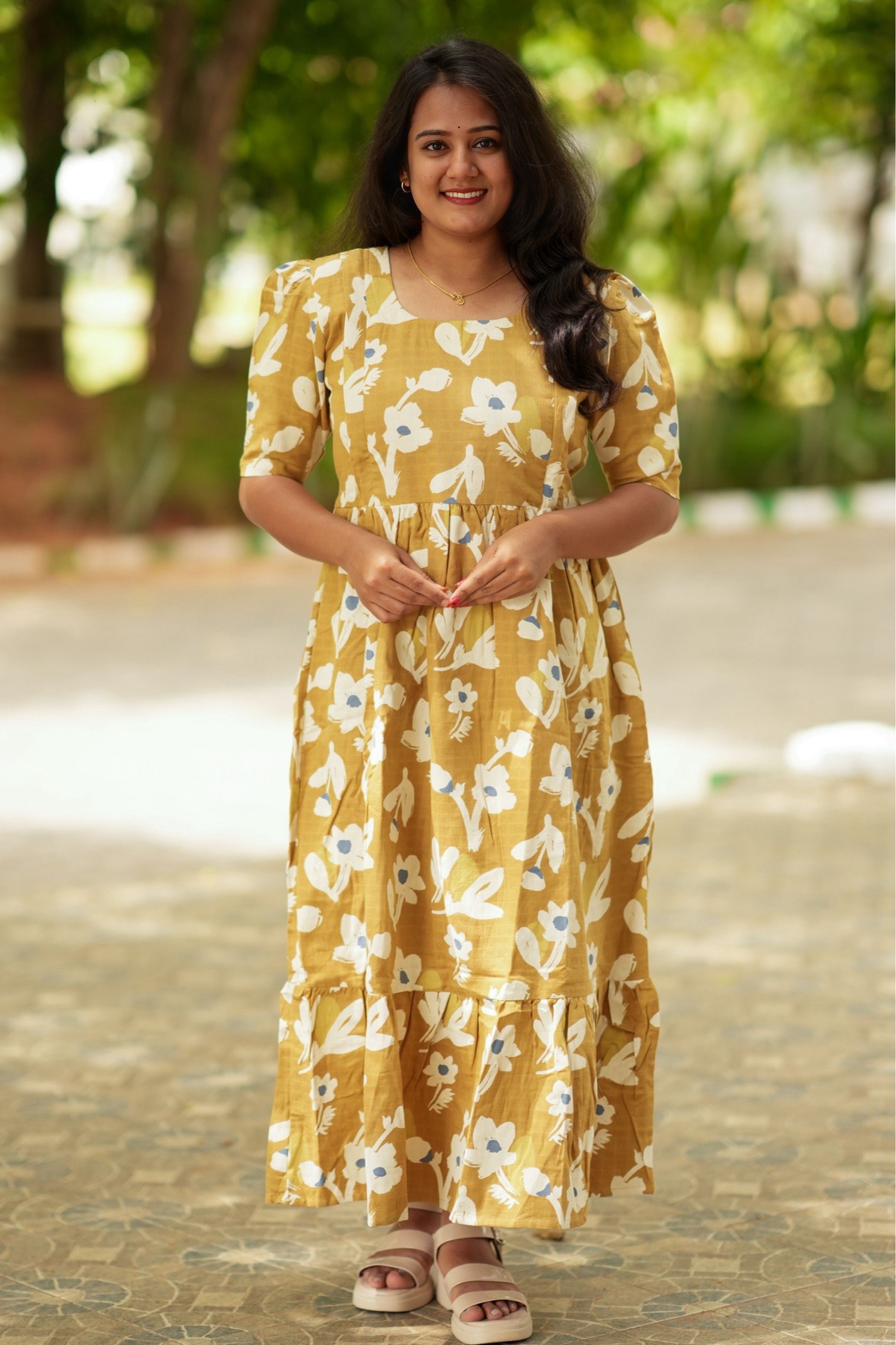 Muslin Cotton Frock-Sunny Blossom